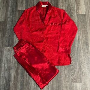 Silky satin bright red VINTAGE Victoria Secret Pajama Set